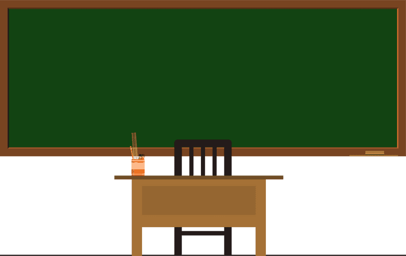 Empty Classroom with Blackboard and Desk PNG