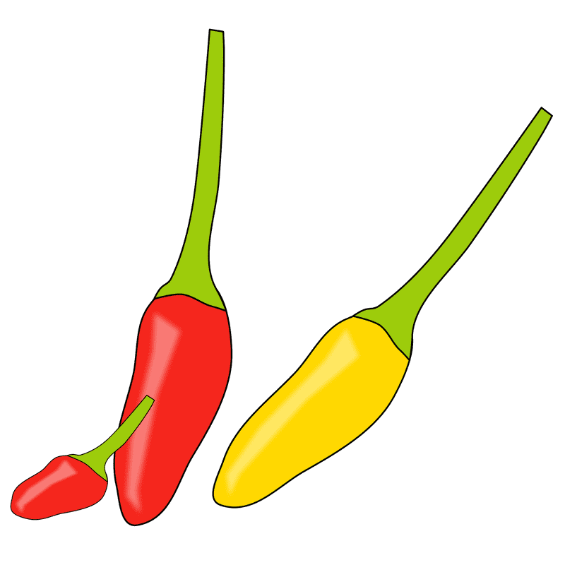 Vibrant Chili Pepper Duo Red and Yellow Delight PNG