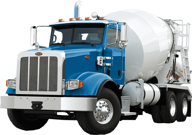 Blue Delivery Truck with Concrete Mixer Attachment PNG