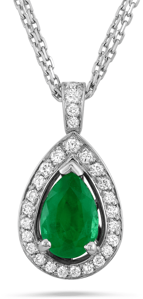 Elegant Emerald Gemstone Pendant with Diamond Accents PNG