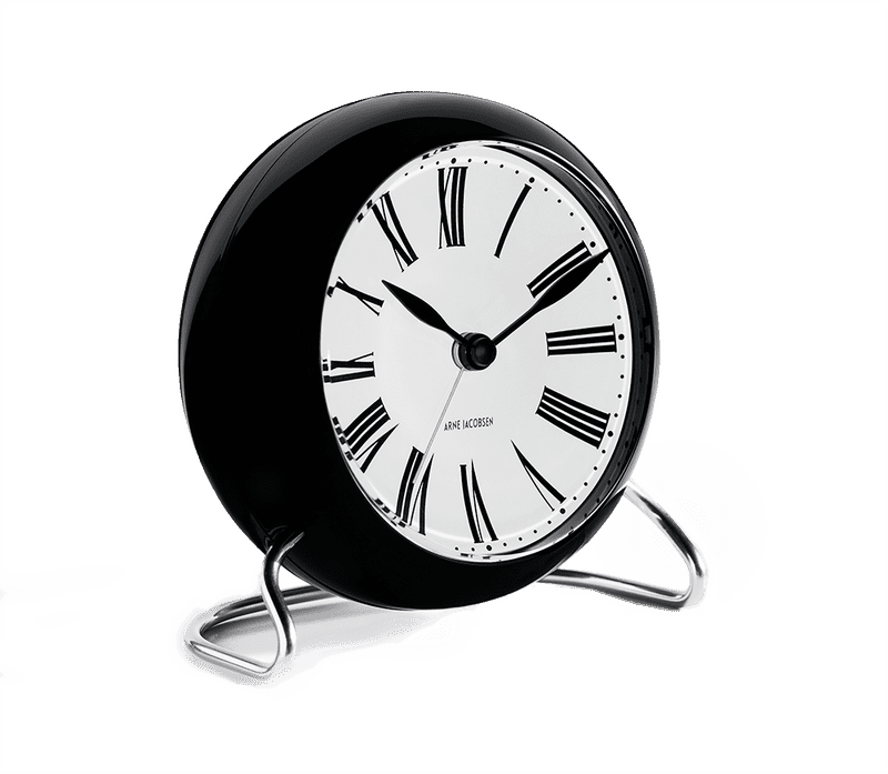 Elegant Black Clock with Roman Numerals PNG