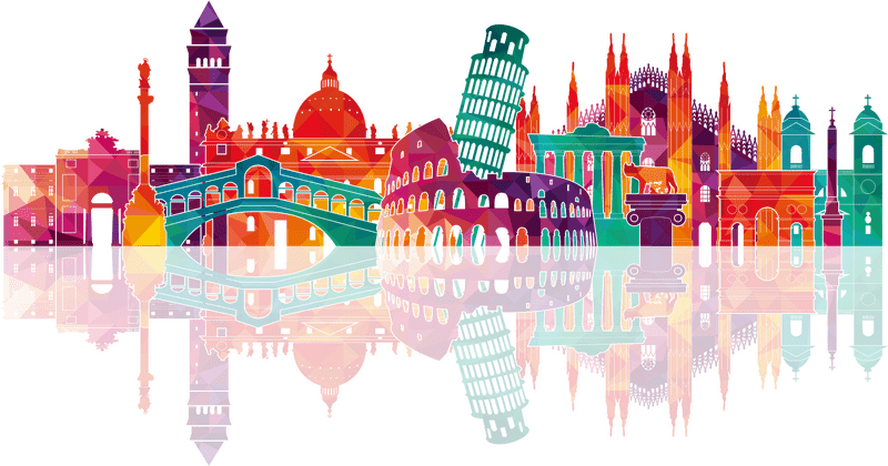 Vibrant City Skyline A Kaleidoscope of Architecture PNG