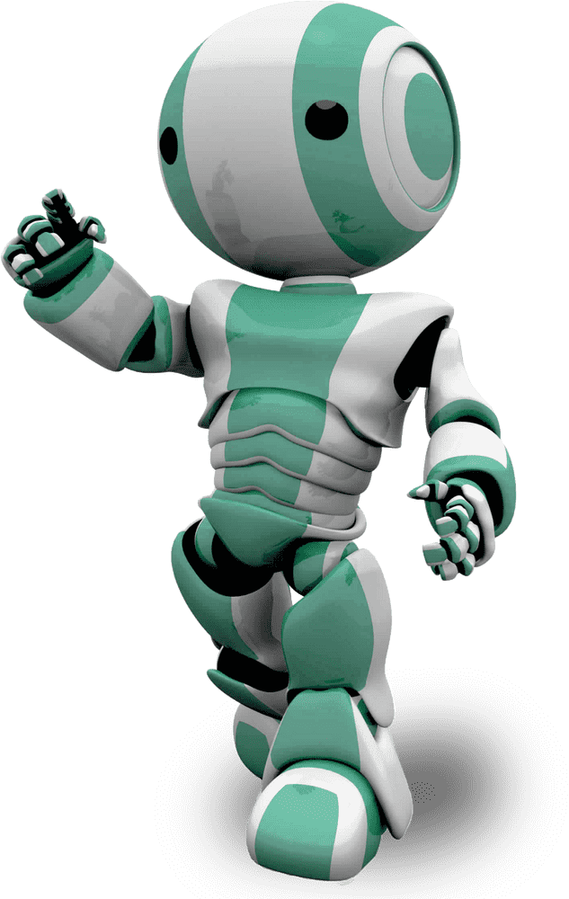 Friendly Robot Companion in Motion PNG
