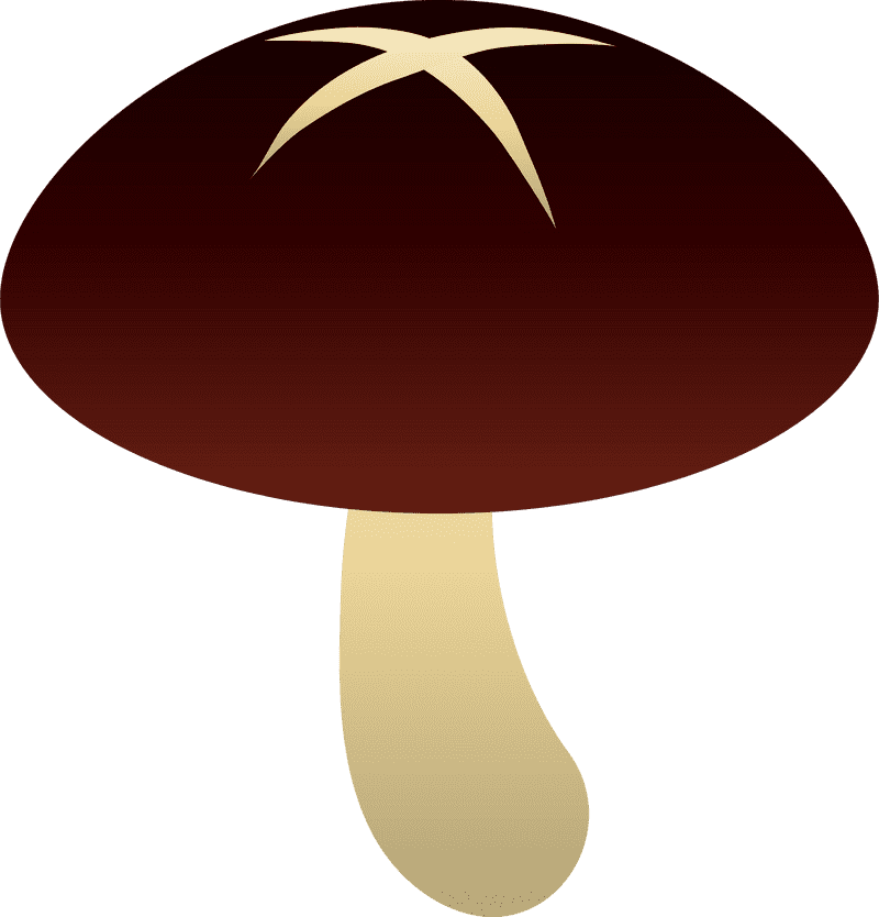 Elegant Mushroom with Golden Stem PNG