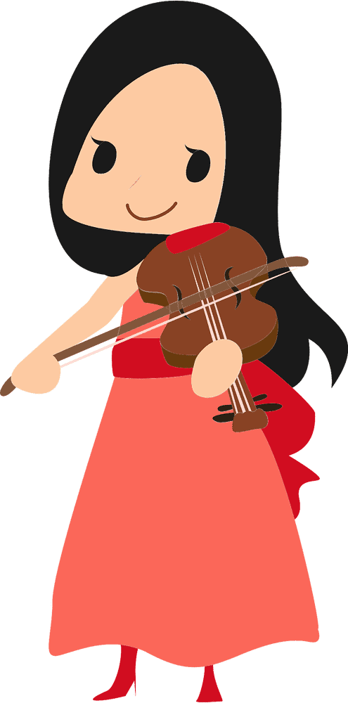 Charming Violinist in Elegant Dress PNG