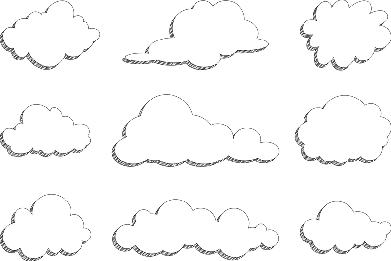 Dreamy Cloud Collection on a Black Canvas PNG