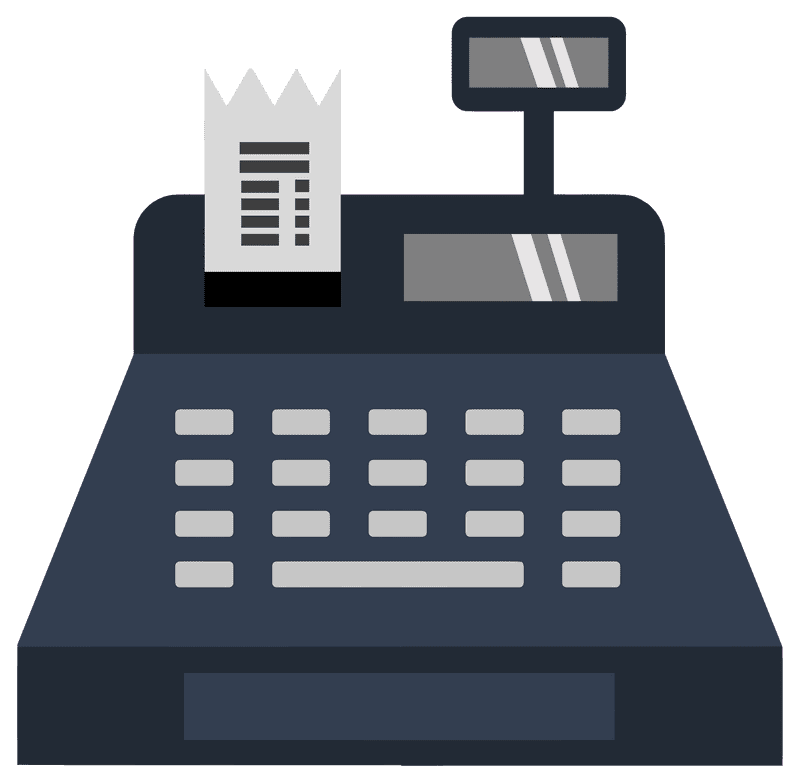 Modern Cash Register with Receipt Display PNG