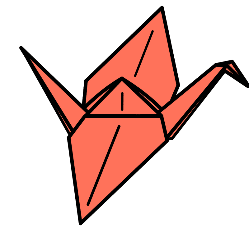 Elegant Origami Crane in Vibrant Coral PNG