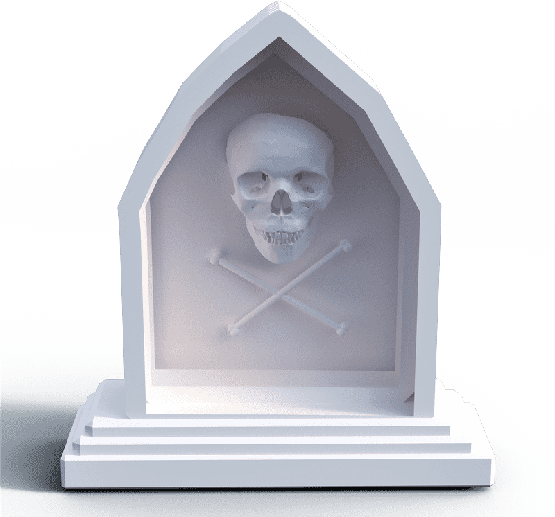 Bone-Crossed Skull Grave Marker PNG