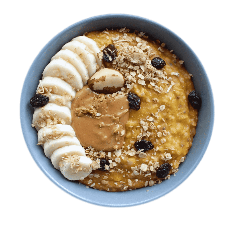 Delicious Oatmeal Bowl with Bananas and Nuts PNG
