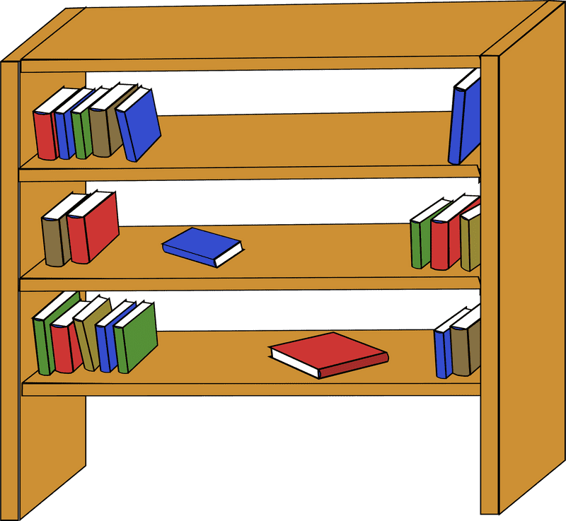 Colorful Bookshelf Full of Knowledgeable Books PNG