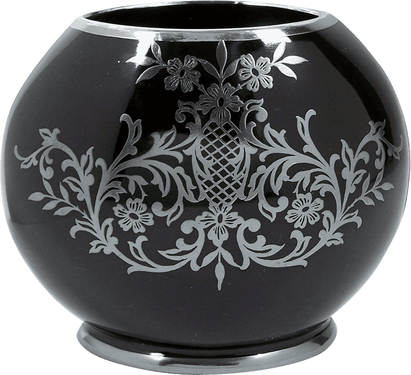Elegant Floral Engraved Black Vase PNG