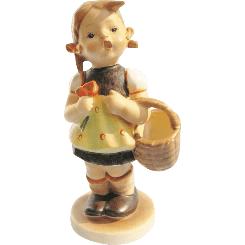 Charming Figurine of a Girl with a Basket PNG