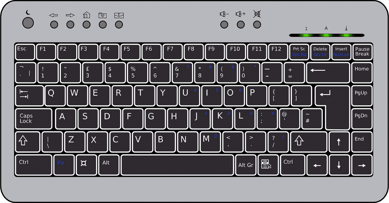 Modern Keyboard with Function and Multimedia Keys PNG