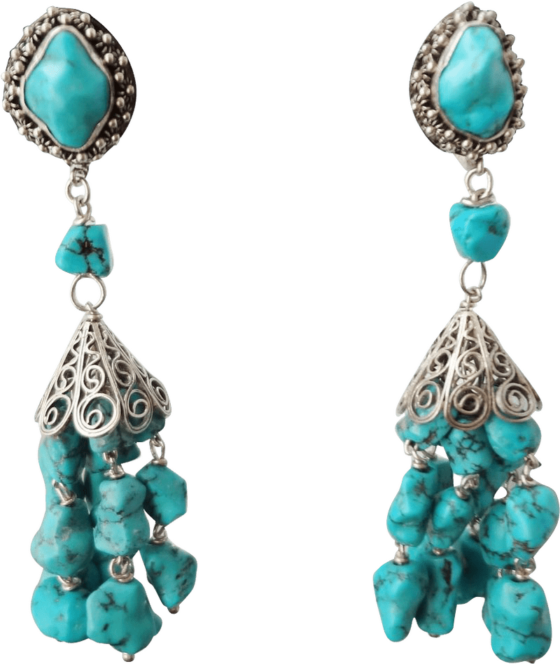 Chinese Turquoise Dream Drop Earrings PNG