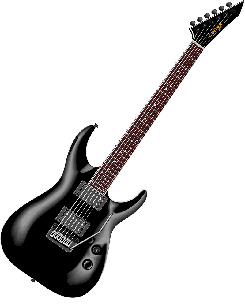 Sleek Black Electric Guitar Design PNG
