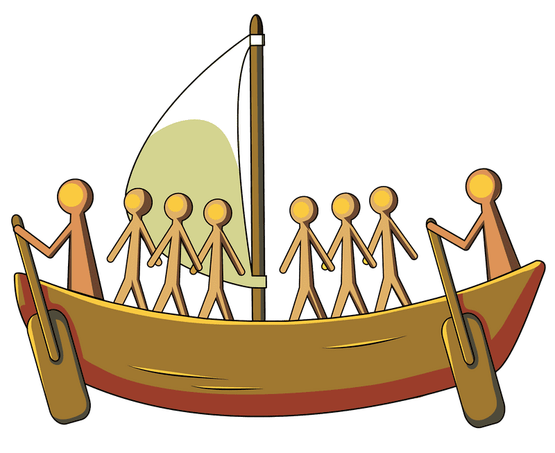 Adventurous Crew on a Sailing Boat PNG