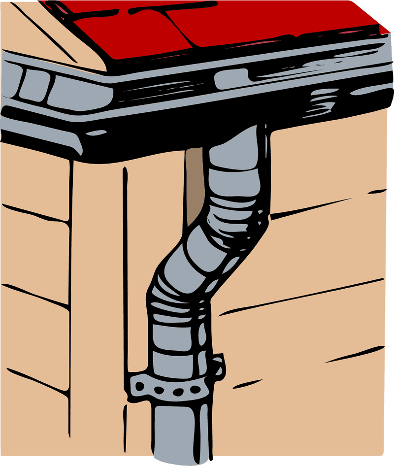 Rainwater Harvesting System Under a Red Roof PNG