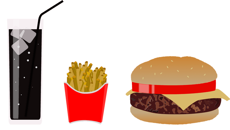 Fast Food Feast Burger Fries and Coke PNG