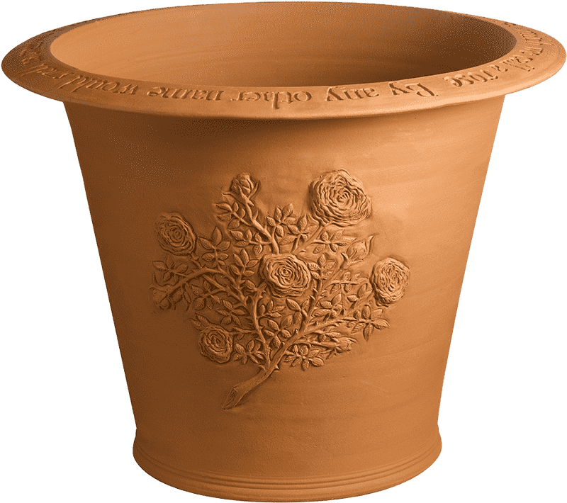 Artistic Clay Pot with Floral Embellishments PNG