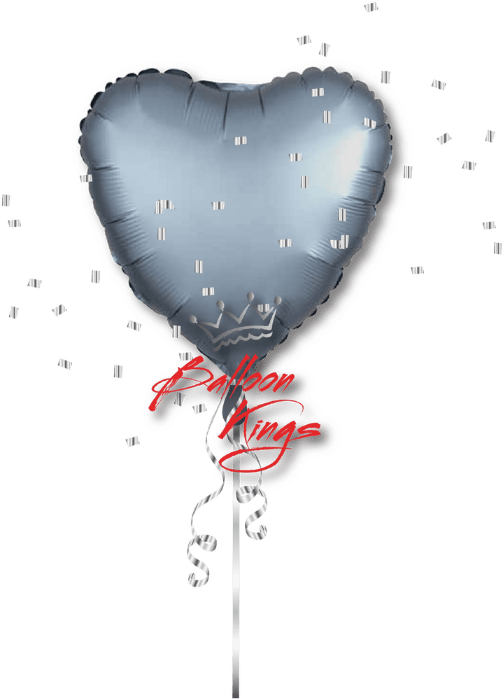 Elegant Silver Heart Balloon Delight PNG