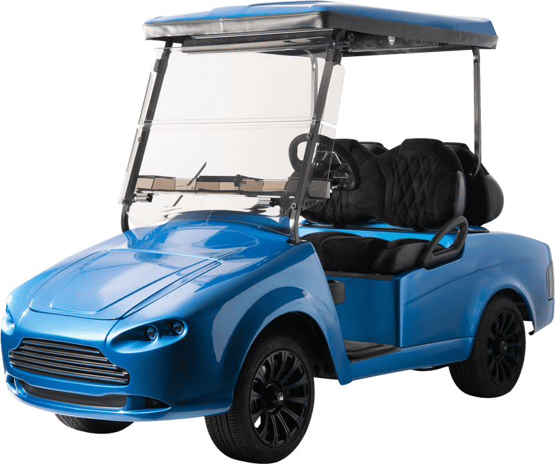 Sleek Blue Luxury Golf Cart Ride PNG
