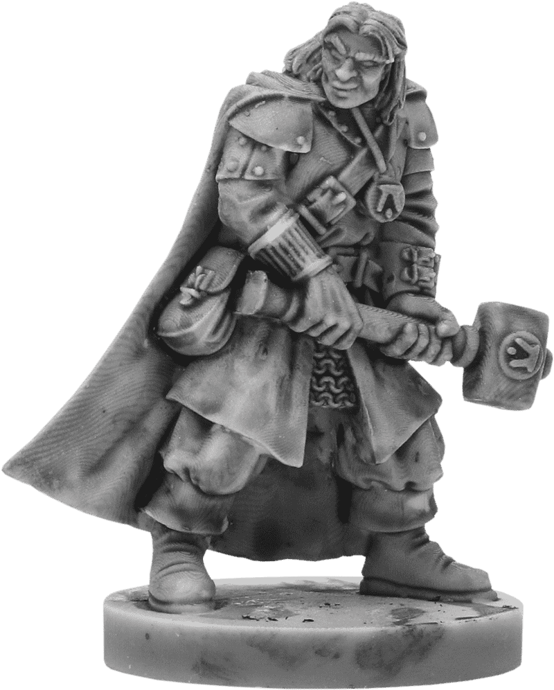 Heroic Warrior Figurine with Hammer PNG