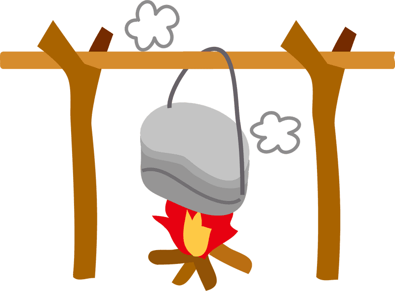 Utility Pole Cooking Setup Over Fire PNG