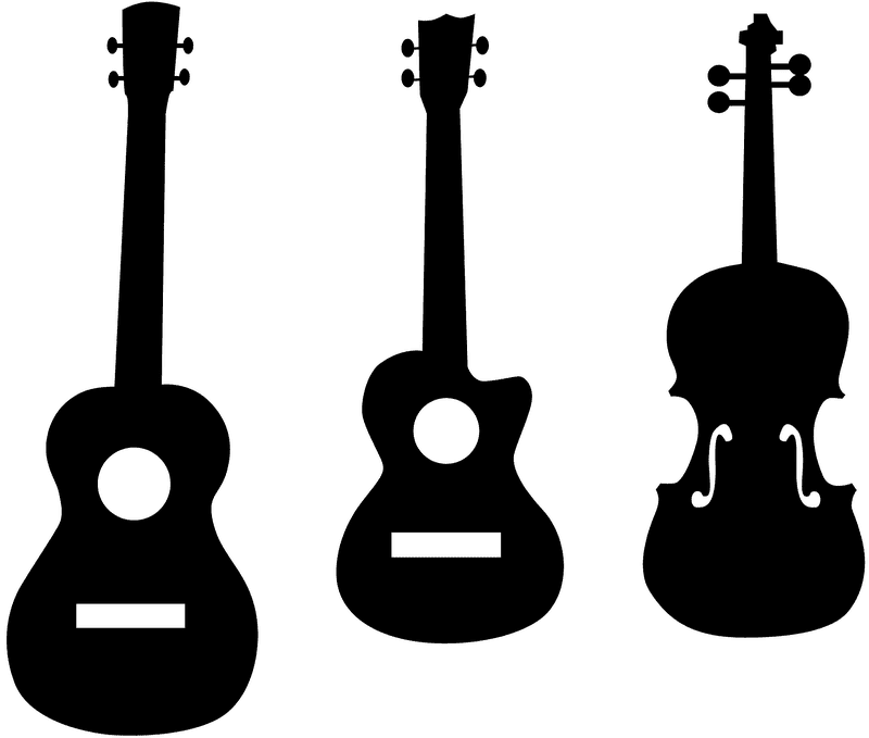Silhouettes of Popular Musical Instruments Guitar and Violin PNG