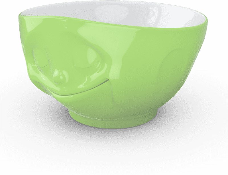 Playful Green Oatmeal Bowl with Smiling Face PNG