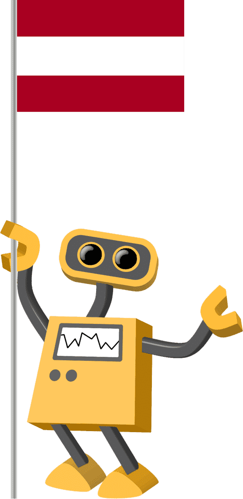 Cheerful Robot Holding a Flag PNG