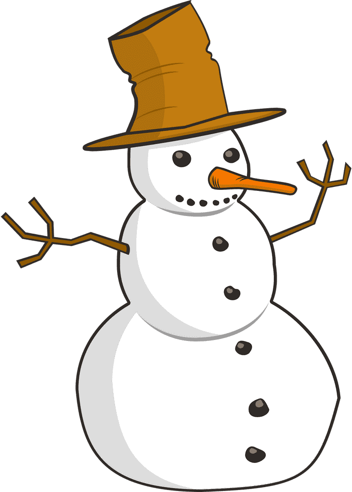 Joyful Snowman with a Brown Hat PNG
