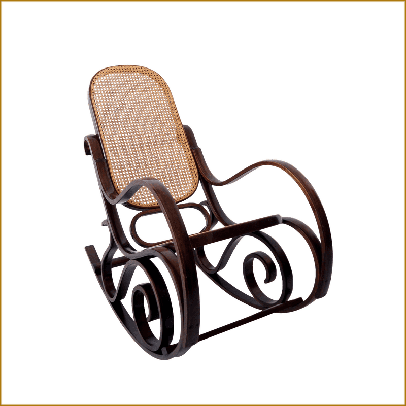 Elegant Rocking Office Chair with Cane Seat PNG