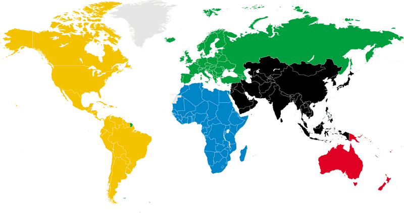 Colorful Representation of Global Regions with USA Map PNG