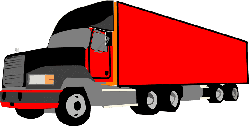 Bright Red Delivery Truck on the Move PNG