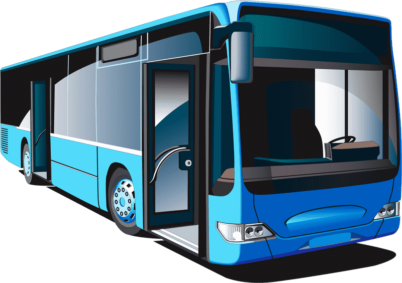 Bright Blue School Bus Ready for Adventure PNG