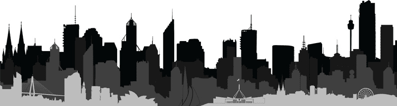 Majestic City Skyline Silhouette at Dusk PNG