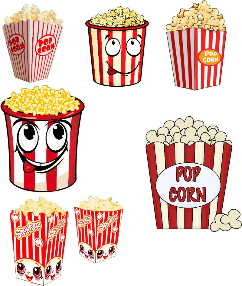 Cheerful Popcorn Bucket Collection PNG