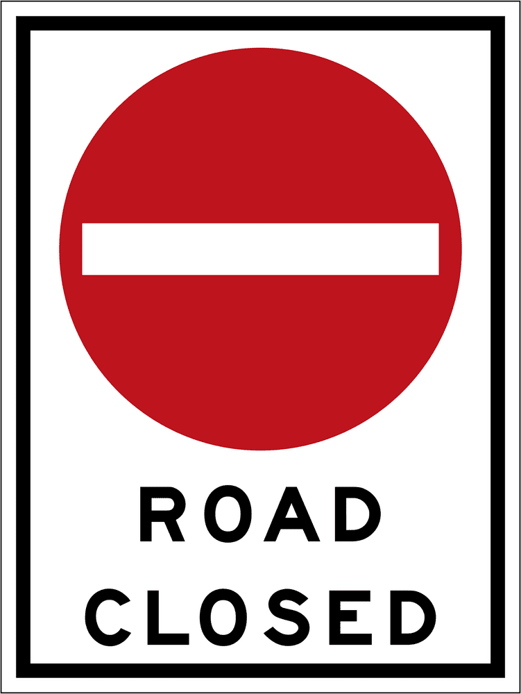 Red Circular Road Sign Indicating Closure PNG
