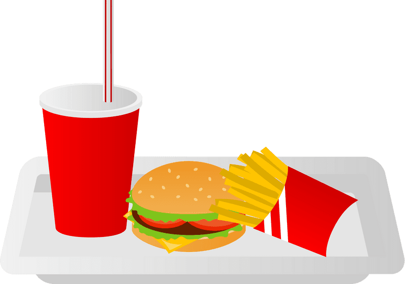 Fast Food Feast Burger Fries and Drink Delight PNG