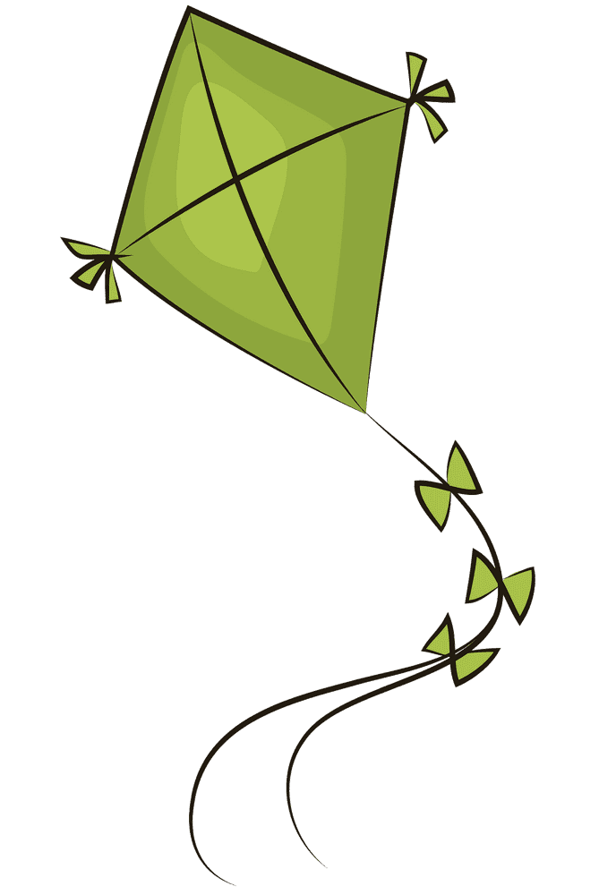 Bright Green Flying Kite in the Sky PNG