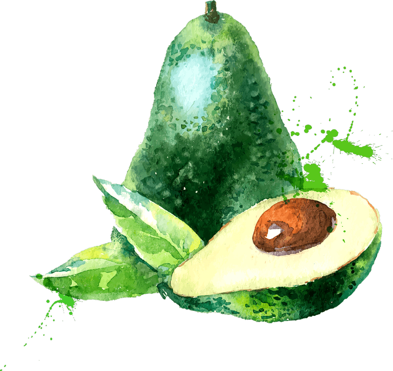 Avocado Fruit Delight with Leafy Greens PNG