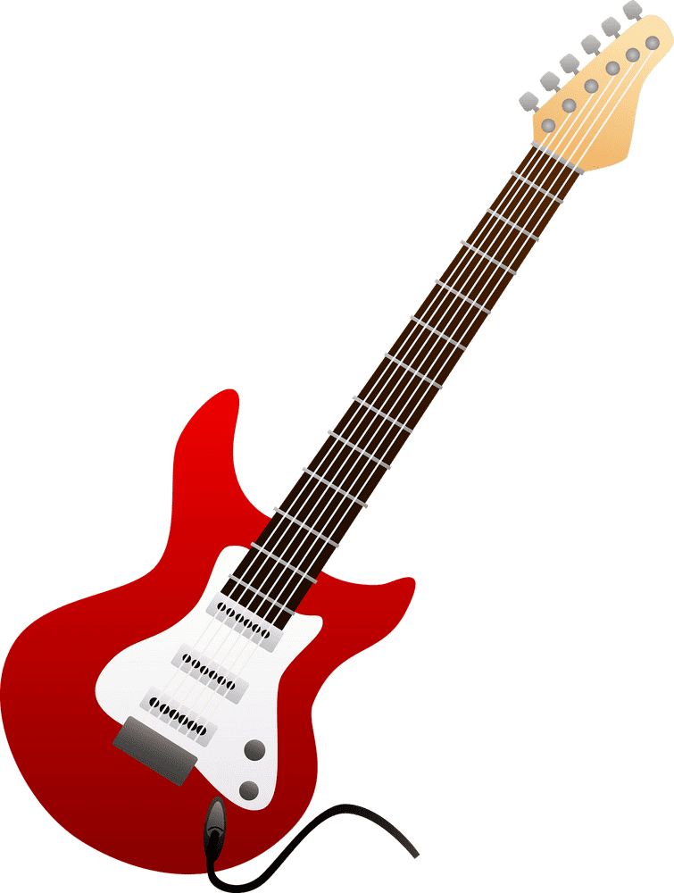 Vibrant Red Electric Guitar with Classic Style PNG