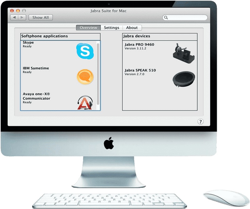 Desktop Computer with Jabra Suite for Mac PNG