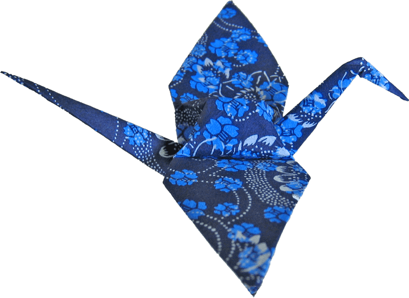 Elegant Blue Origami Crane Display PNG