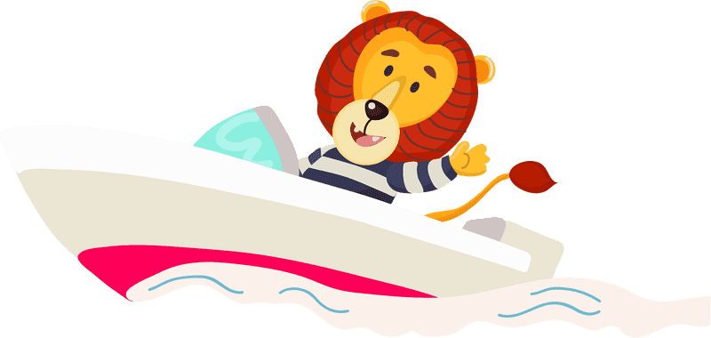 Sailing Boat Adventure with a Friendly Lion PNG