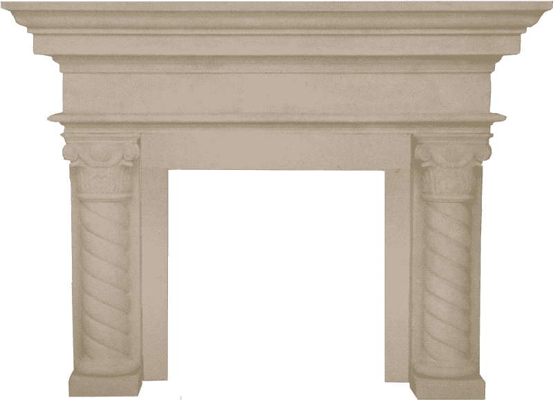 Elegant Marble Fireplace with Column Details PNG