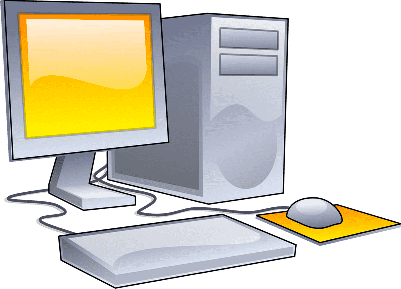 Colorful Desktop Computer Setup with Accessories PNG