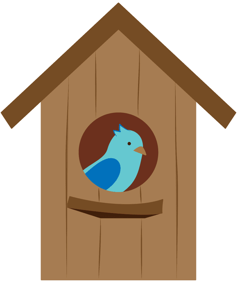Colorful Birdhouse with a Charming Bluebird PNG