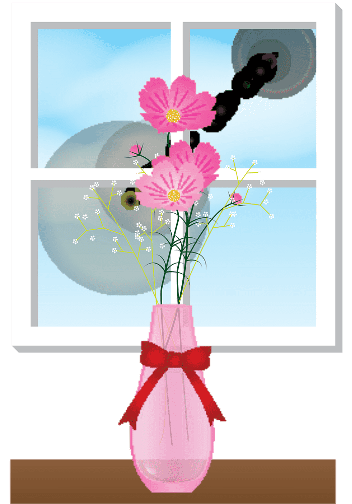 Iris Flower in a Bright Window Vase PNG